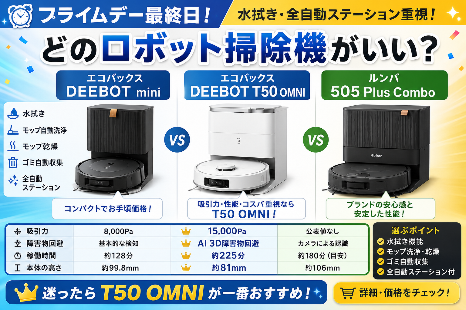 プライムデー最終日！どのロボット掃除機を選ぶ？🤖